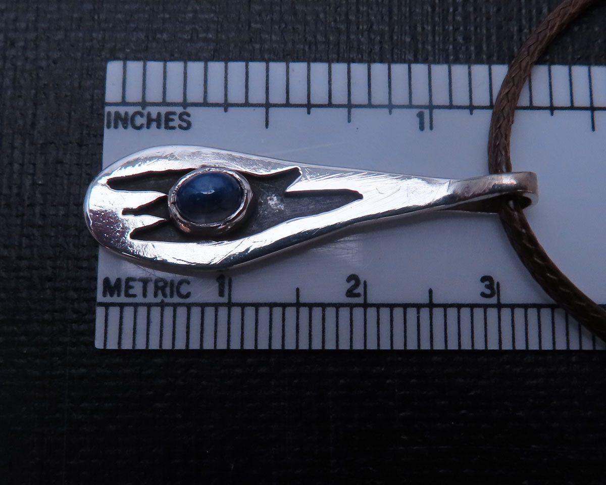 Star Sapphire in Silver Setting with Flame Design