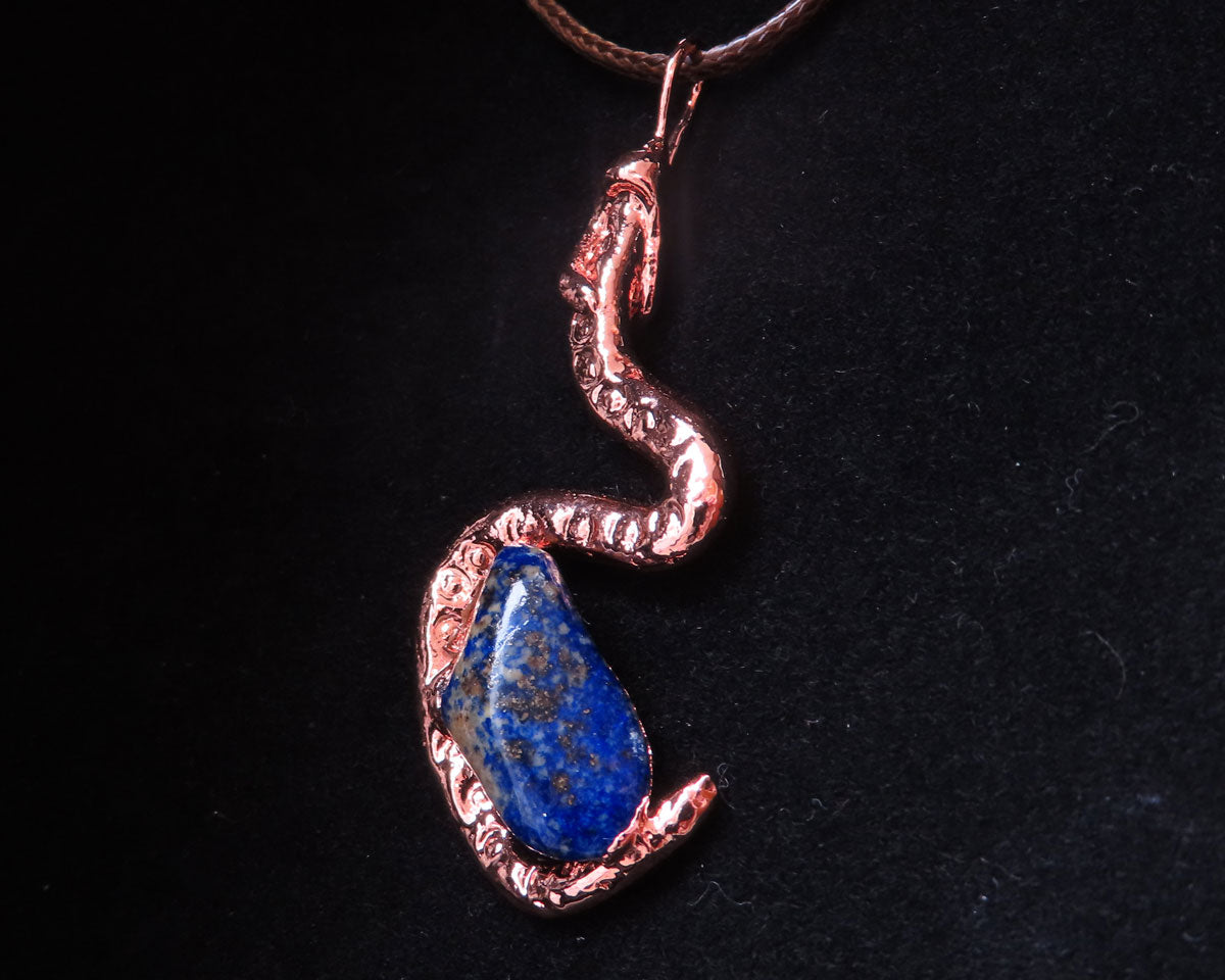 Lapis with Electroformed Snake Pendant