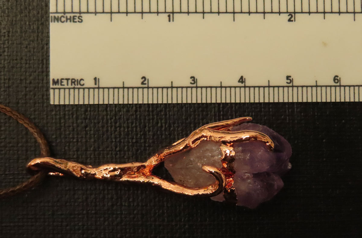 Amethyst & Roots Copper Pendant