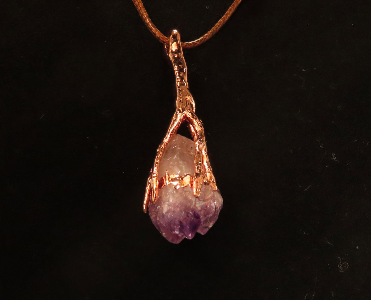 Amethyst & Roots Copper Pendant