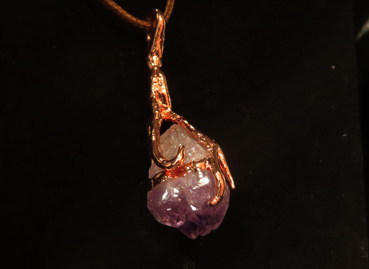 Amethyst & Roots Copper Pendant
