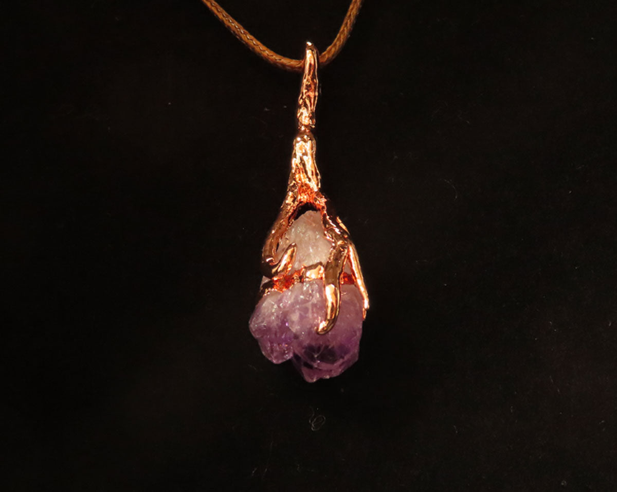 Amethyst & Roots Copper Pendant