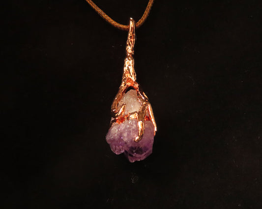 Amethyst & Roots Copper Pendant