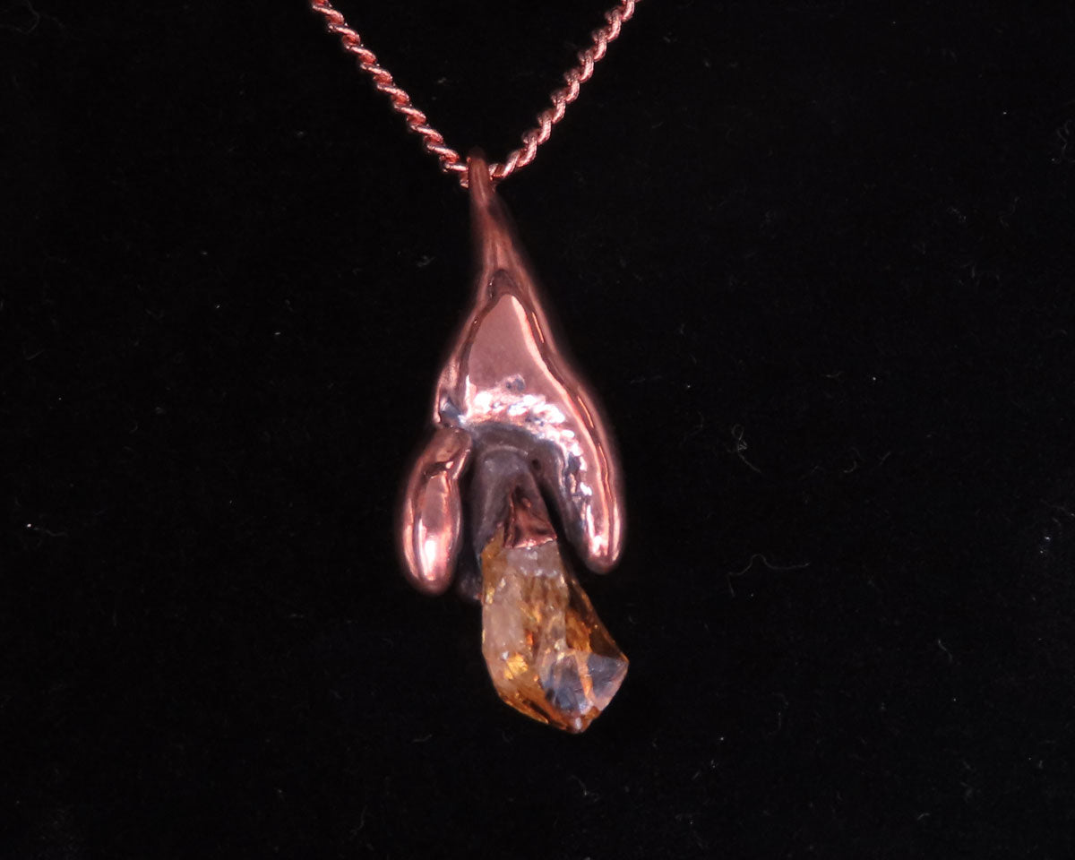 Citrine & Electroformed Roots Pendant
