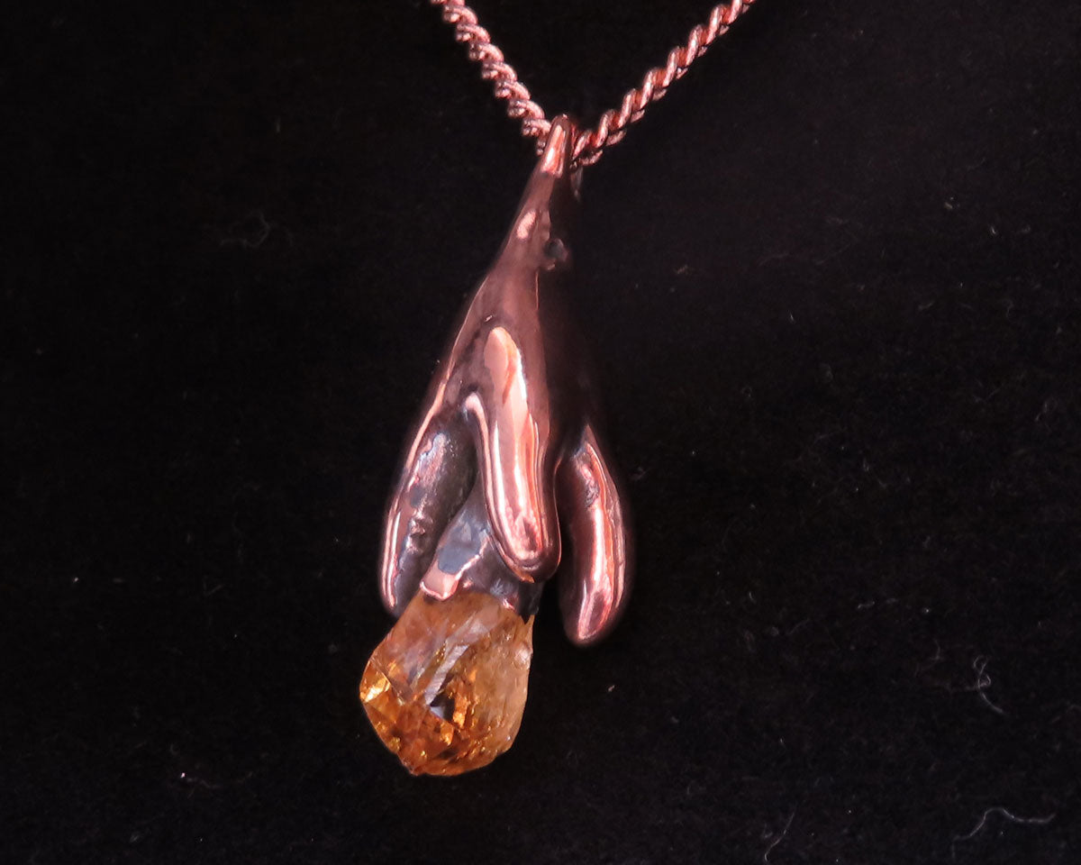 Citrine & Electroformed Roots Pendant