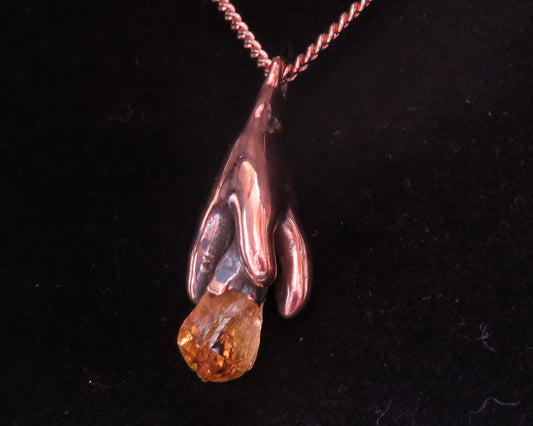 Citrine & Electroformed Roots Pendant