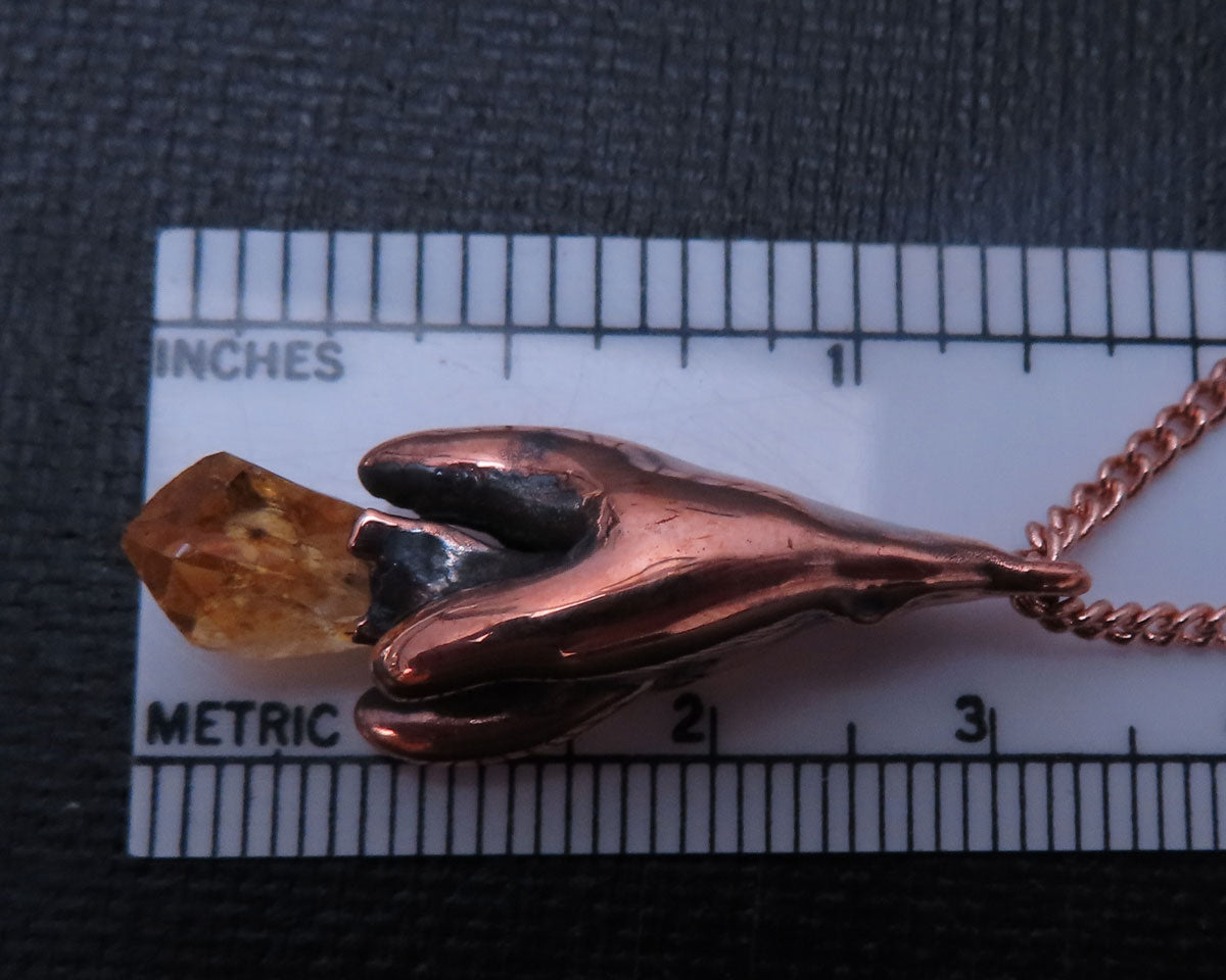 Citrine & Electroformed Roots Pendant