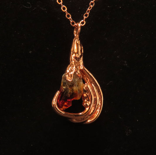 Citrine & Roots Electroformed Pendant