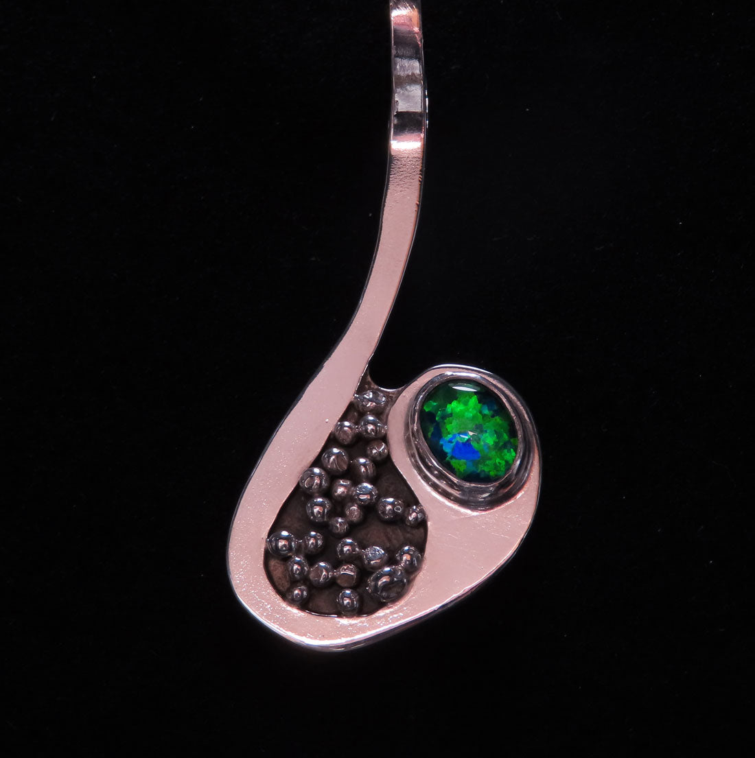 Silver Pendant with Triplet Opal & Silver Beads