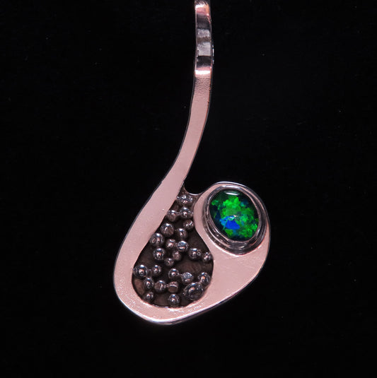 Silver Pendant with Triplet Opal & Silver Beads