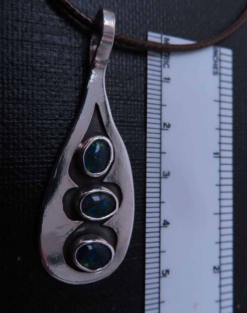 Sterling Silver Pendant with 3 Opals