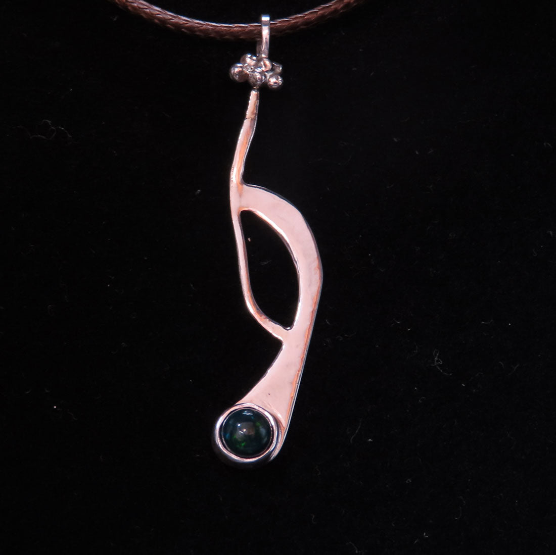 Sterling Silver Pendant with Black Opal