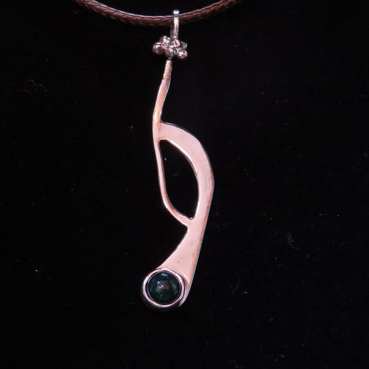 Sterling Silver Pendant with Black Opal